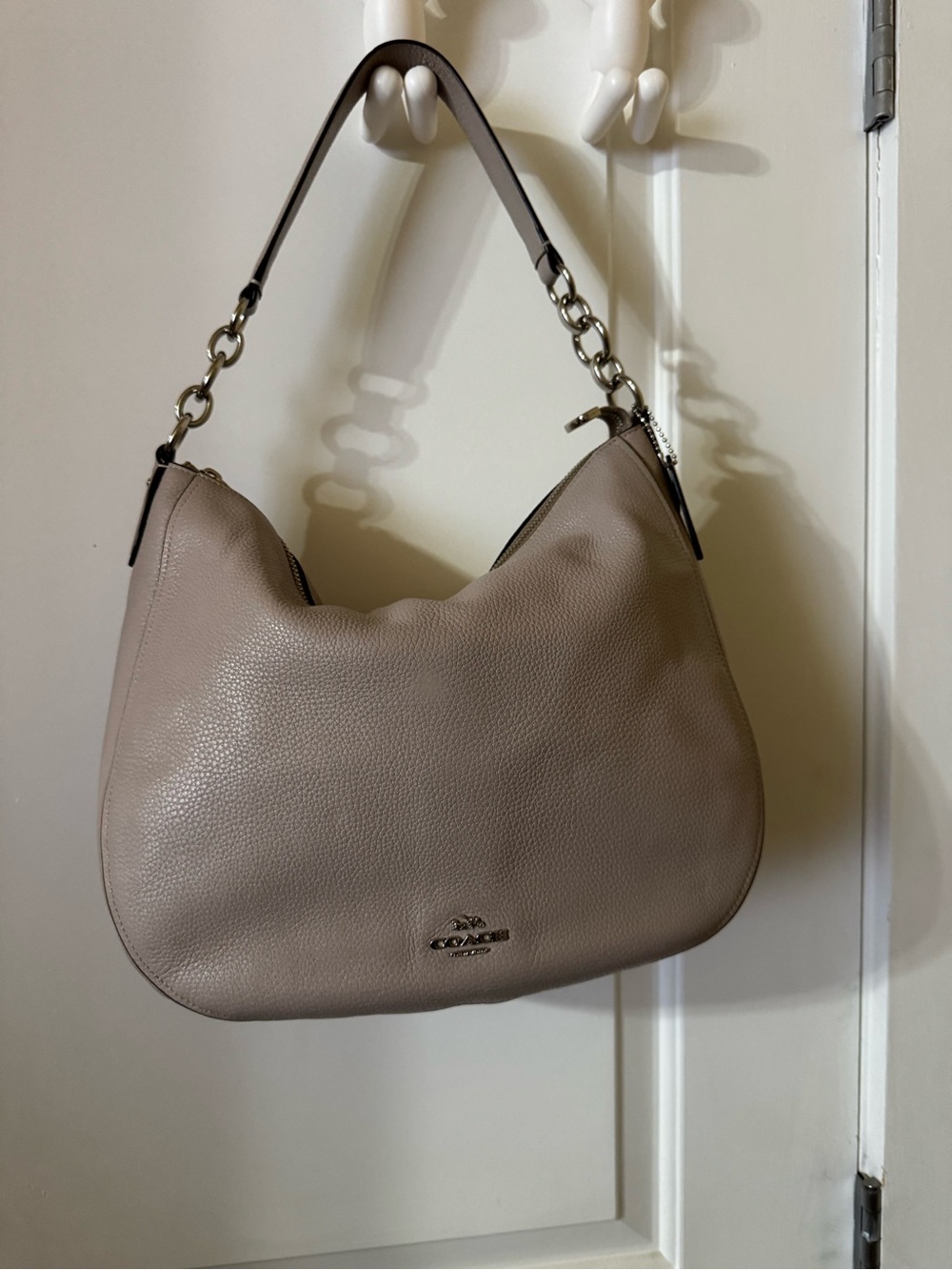 Coach Pebbled Leather Hobo Bag in Taupe